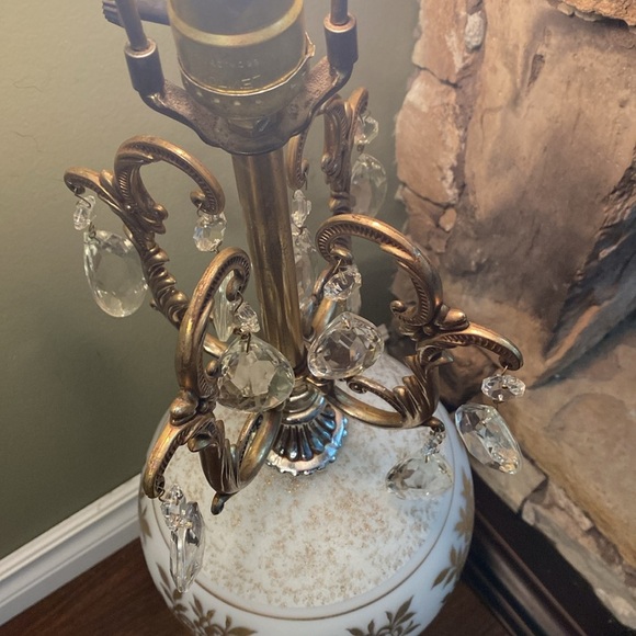 Vintage, Style, Italian Table/ Floor Lamp, Gold motif on white MCM - Picture 3 of 17